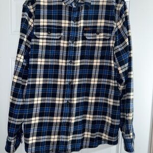 Orvis Navy and Cream Plaid Men's Shacket XXL